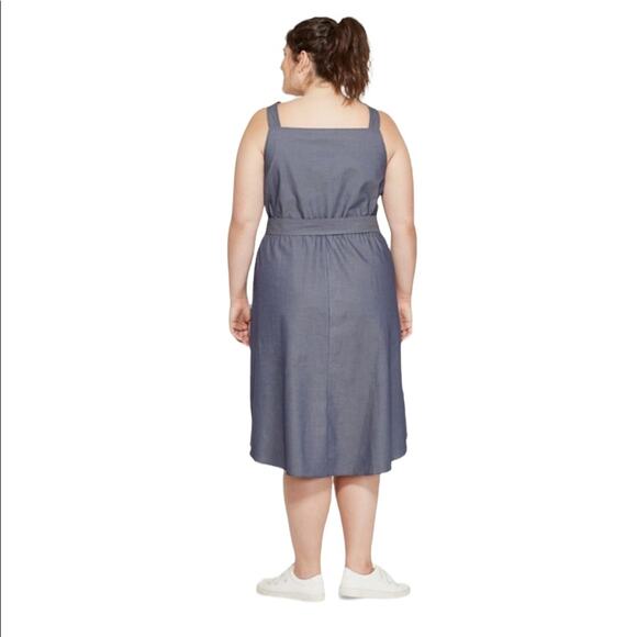 Ava & Viv Dress Square Neckline Hi Low Hemline Blue Chambray Women's Size 14W - Picture 4 of 15